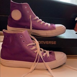 CUSTOM MADE purple converse high top sneakers